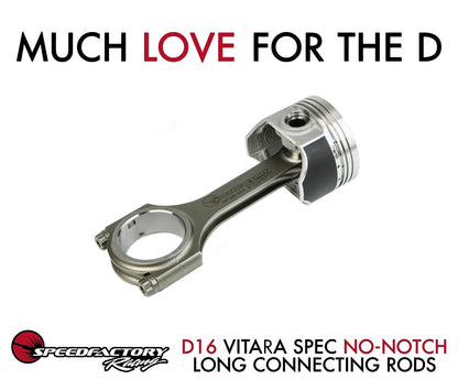 SpeedFactory Racing No-Notch H-Beam Long Rod and Vitara Piston Combo D16